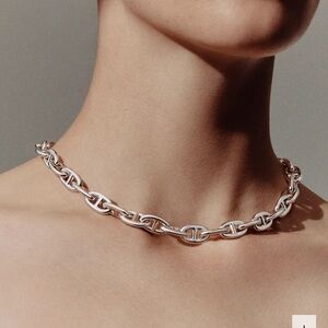 Rare Hermes Chaine d'ancre sterling silver necklace in large size